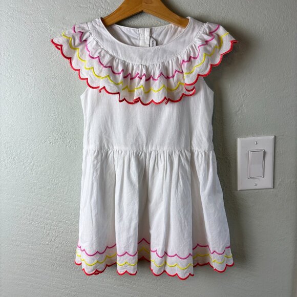 Janie and Jack Girls Dress White Embroidered Ruffle Scalloped Trim Size 4 - Picture 7 of 7